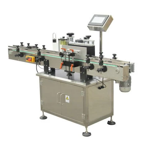Round glass-bottle labelling machine