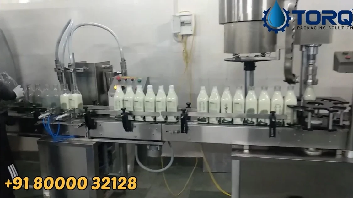 Two-head milk filling machine, view 3
